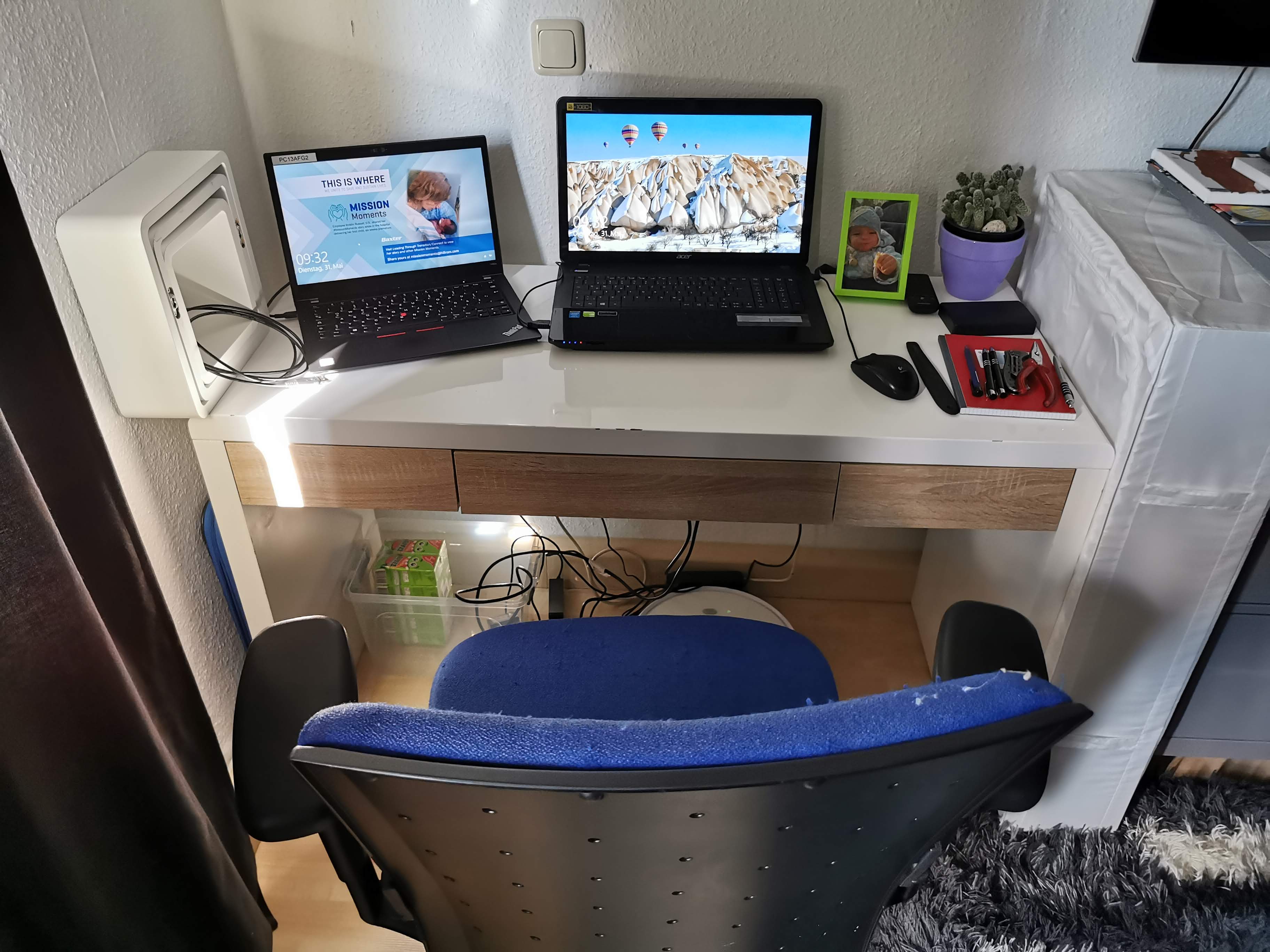 Schreibtischsetup vor der Optimierung